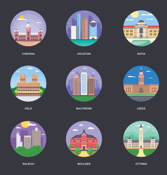dünya şehirleri ve turizmi illüstrasyon 11 ayarla - leeds stock illustrations