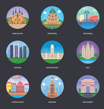 World Cities and Tourism Illustration Set 7
