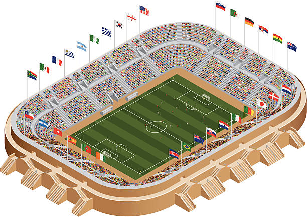 illustrazioni stock, clip art, cartoni animati e icone di tendenza di stadio della coppa del mondo - stadio