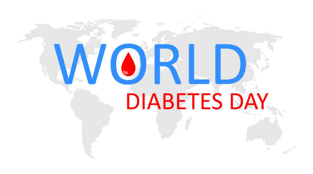 World day of diabetes. Icon of diabetic awareness. Logo of international care for patient with diabetes. Sugar in blood. Concept of health. Poster for november for protection healthy. Vector. World day of diabetes. Icon of diabetic awareness. Logo of international care for patient with diabetes. Sugar in blood. Concept of health. Poster for november for protection healthy worldwide. Vector national diabetes month stock illustrations