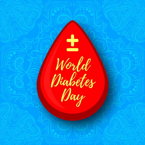 World Diabetes Day. Blood drop. Medical illustration. Health care World Diabetes Day. Blood drop. Medical illustration. Health care national diabetes month stock illustrations