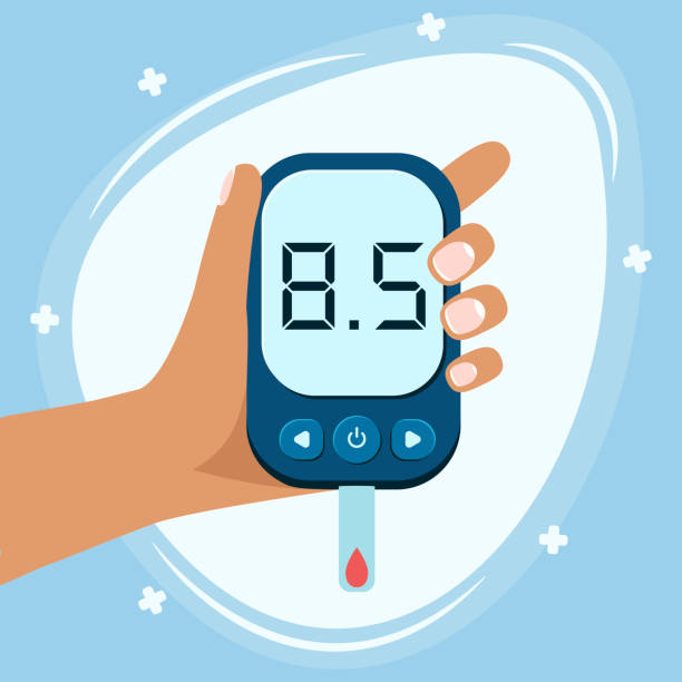World Diabetes Day. World Diabetes Day Awareness. World diabetes day banner with electronic glucometer and pricked finger ready to take control of glucose level. Vector illustration. hyperglycemia stock illustrations