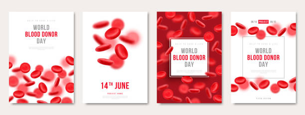 World donor day poster blood cells vector art illustration