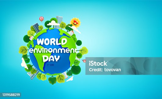 istock World environment day banner with trees on the Earth. Cartoon style 3d horizontal banner with cope space 1319588219