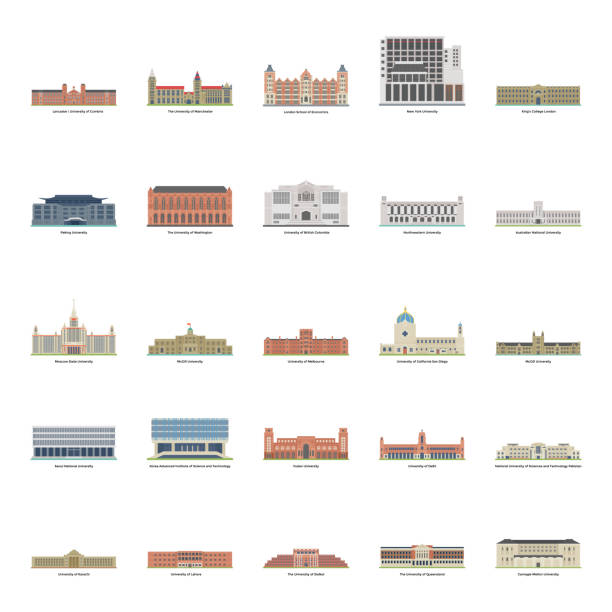 всемирно известные университеты иллюстрации установить - manchester united stock illustrations