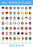 World Flags - Vector Round Pin Flat Icons - Part 2 of 4