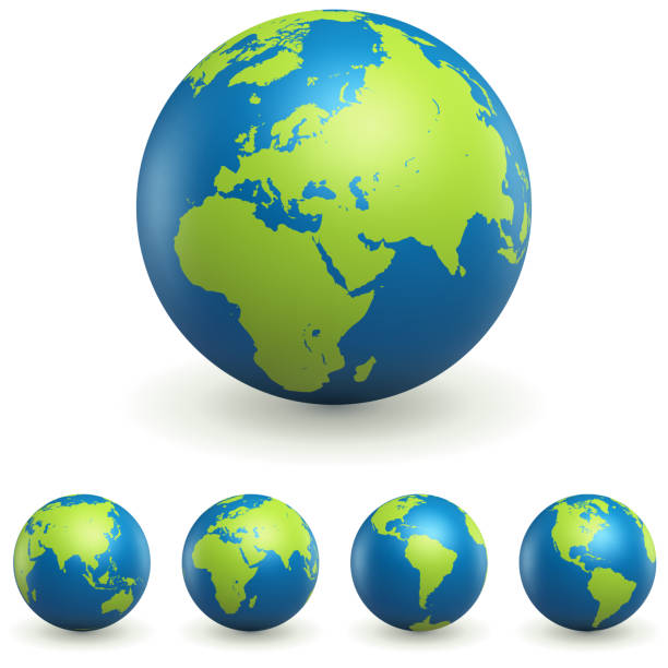 ilustraciones, imágenes clip art, dibujos animados e iconos de stock de mundo globo señales 3d juego - planeta tierra