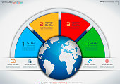 World Globe Business Infographics in Circle Style
