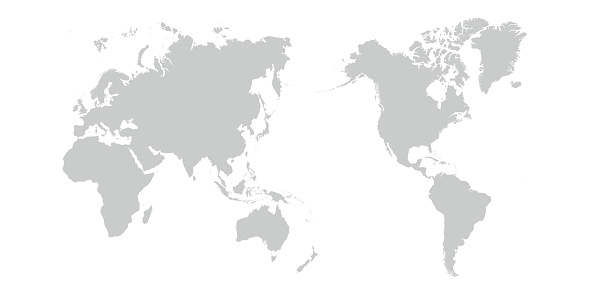 World map asia in centre