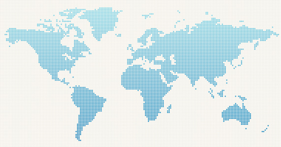 World Map Blue Dot Pattern