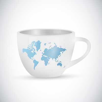 World map coffee mug illustration design