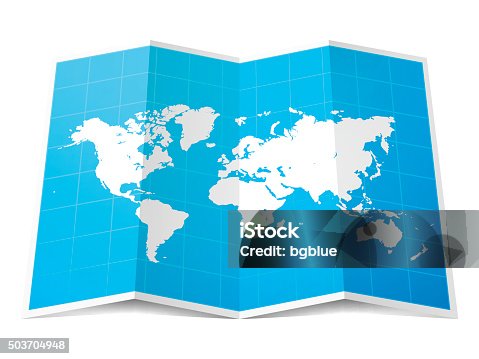 istock World Map folded, isolated on white Background 503704948