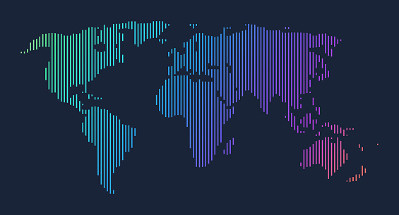 World Map Gradient Lines Background Design