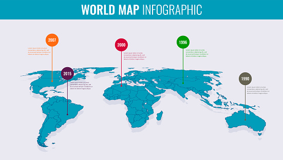 World map infographic template. Vector