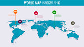 World map infographic template. Vector illustration