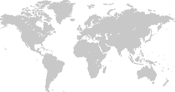 World map material written in dots