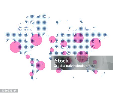 istock World map pixelated with highlights 1326233144