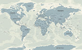 World Map with countries and national borders
