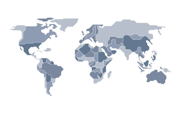 dünya haritası - kıta coğrafi bölge stock illustrations