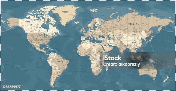 istock World Map - Vintage Political - Vector Detailed Illustration 1285659977