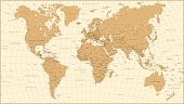 World Map Vintage Vector. High detailed illustration of worldmap