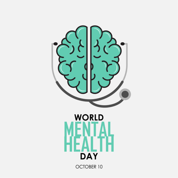 World Mental Health Day background World Mental Health Day background. Brain with Stethoscope. Vector illustration. mental illness stock illustrations