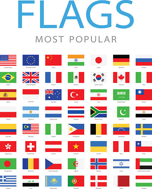 world most popular flags - illustration - ulusal bayrak stock illustrations