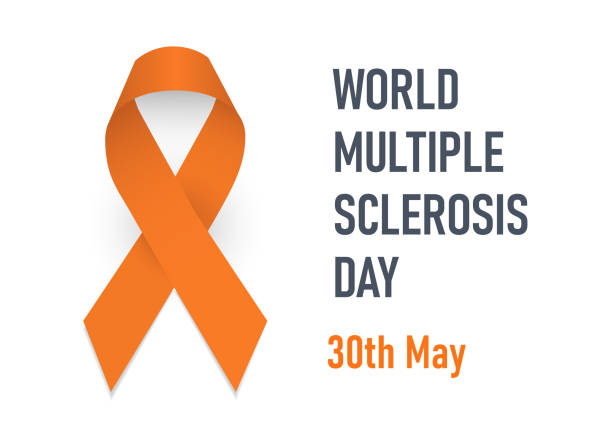 ilustrações de stock, clip art, desenhos animados e ícones de world multiple sclerosis day. orange awareness ribbon. - ready mix