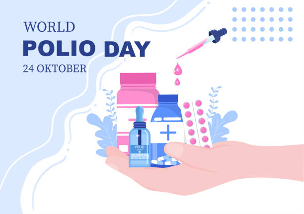 всемирный день полиомиелита, который отмечается 24 октября медицина для опасного для жизни заболевания, вызванного полиовирусом. векторная - polio stock illustrations