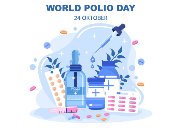 światowy dzień polio tło, który obchodzony jest 24 października medycyna do zagrażającej życiu choroby wywołanej przez wirusa polio. ilustracja wektorowa - polio stock illustrations