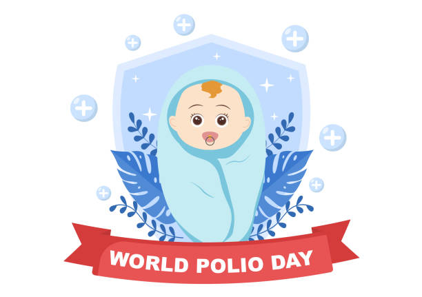 소아마비 바이러스에 의한 생명을 위협하는 질병에 10월 24일 의학에서 기념하는 세계 소아마비의 날 배경. 벡터 일러스트레이션 - polio stock illustrations