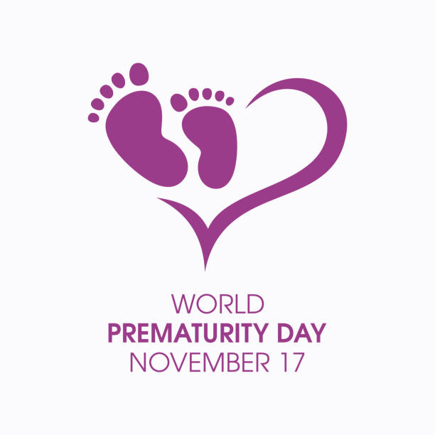 World Prematurity Day vector Baby footprint and heart shape silhouette icon vector. Prematurity Day Poster, November 17. Important day pregnant backgrounds stock illustrations