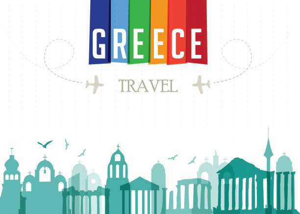 illustrazioni stock, clip art, cartoni animati e icone di tendenza di world travel e famose destinazioni-grecia  - rodi