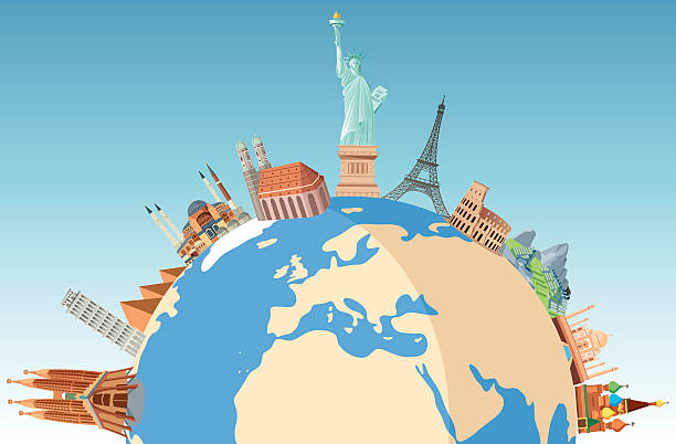 World travel Travel symbols international landmark stock illustrations