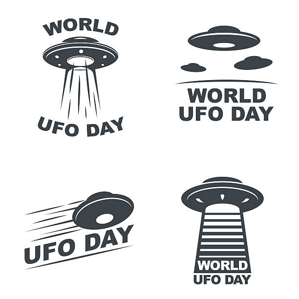 world ufo day World UFO Day. Vector set of four emblems. EPS10 Vector. ufo stock illustrations