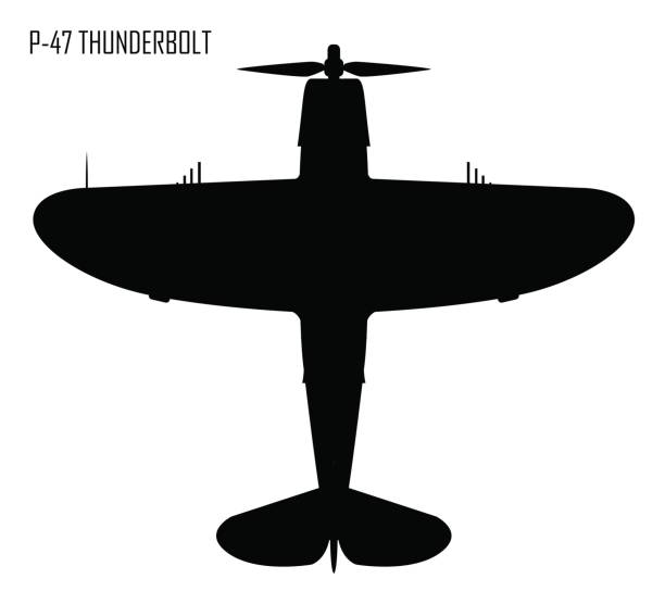 World War II - Republic P-47 Thunderbolt World War II - Republic P-47 Thunderbolt ww2 american fighter planes stock illustrations