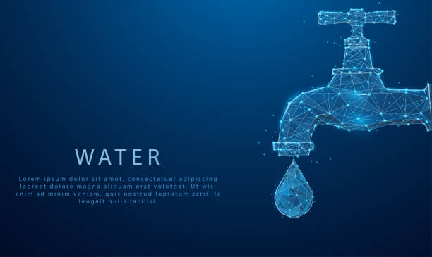 World Water Day Concept. Saving water and world environmental protection concept- Environment day. low poly style design. Abstract geometric background. Wireframe light connection structure. vector art illustration