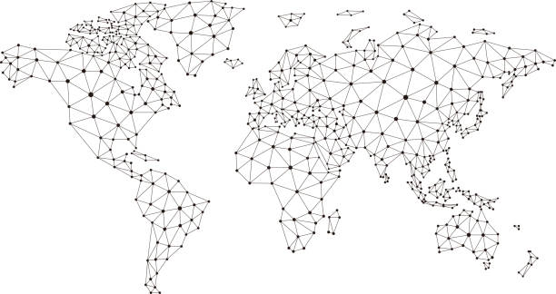 World wide internet network mesh. Social communications background. Earth map World wide internet network mesh. Social communications background. Earth map. Vector illustration website wireframe stock illustrations