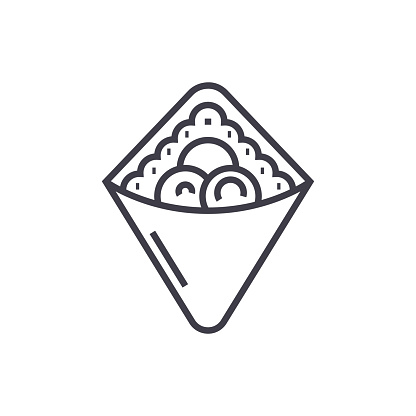 wrap,fast food,doner kebab,toast  vector line icon, sign, illustration on background, editable strokes