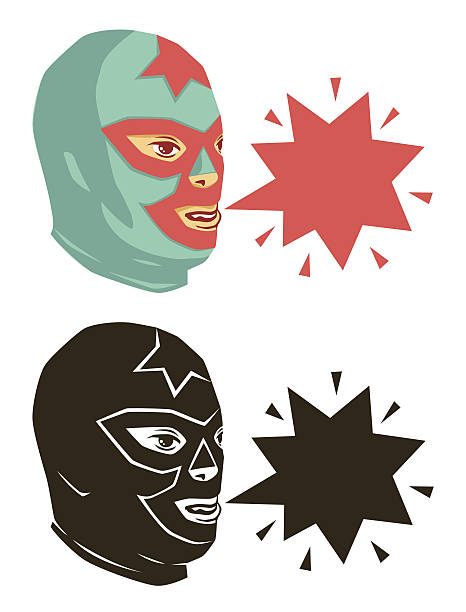 Wrestler Heads vector art illustration