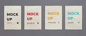 Wrinkled wet posters mockups of crumpled sheets of paper. Set of advertising templates for design.