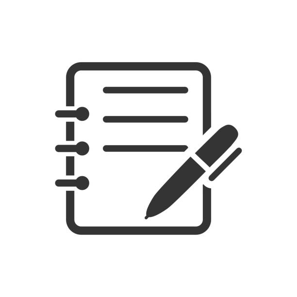 Write Note Icon Beautiful, meticulously designed icon for use in Website Design, Presentations, Infographics and on Printed Materials. workbook stock illustrations