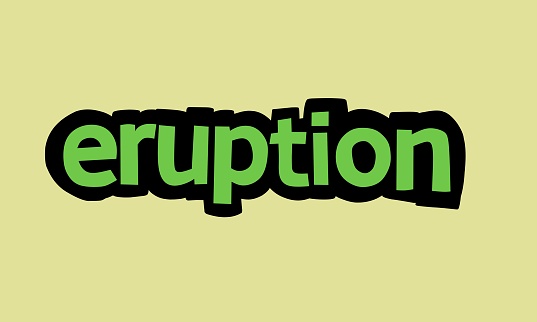 ERUPTION writing vector design on yellow background
