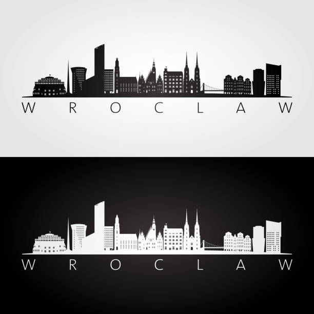 Wroclaw skyline and landmarks silhouette, black and white design, vector illustration. Wroclaw skyline and landmarks silhouette, black and white design, vector illustration. wroclaw stock illustrations