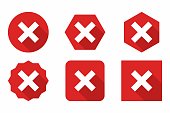 istock Wrong marks Icon Set, Cross marks, Rejected, Disapproved, No, False, Not Ok, Wrong Choices, Task Completion, Voting. - vector mark symbols in red. 1423395708