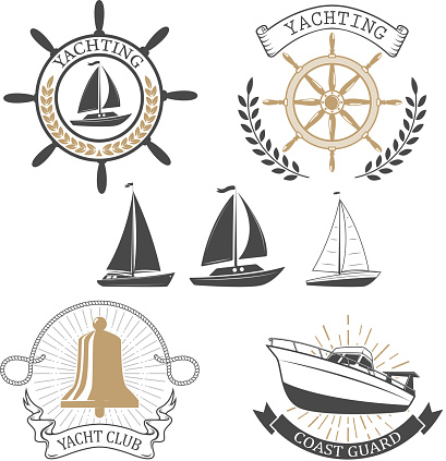 Yachting Club Labels Yacht Club Nautical Emblems Stock 