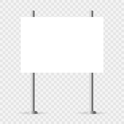 Yard sign mockup. White realistic advertising banner.