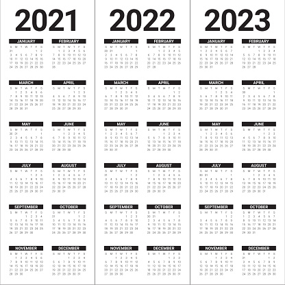 2021 2022 2023 Calendar Vector Design Template Stock Illustration - Download Image Now - Istock