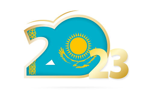 Year 2023 with Kazakhstan Flag pattern.