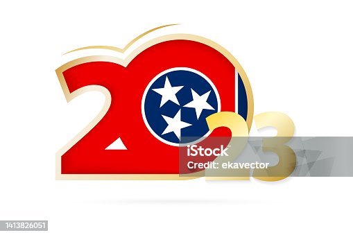 istock Year 2023 with Tennessee Flag pattern. 1413826051